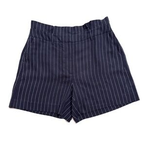 White House Black Market Navy and White 5" Stripe Paper Bag Short Size 6